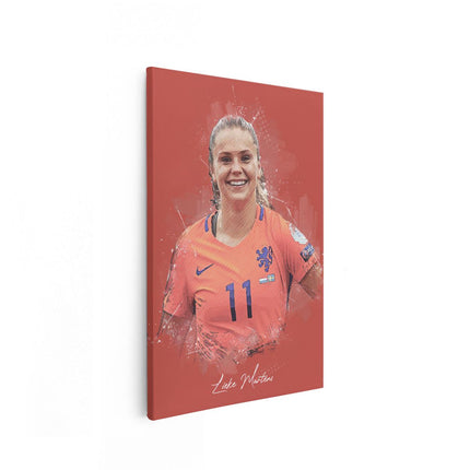 Canvas schilderij vooraanzicht Voetbalspeelster Lieke Martens bij Oranje