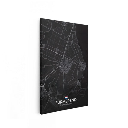Canvas schilderij vooraanzicht Stadskaart Purmerend in het Zwart