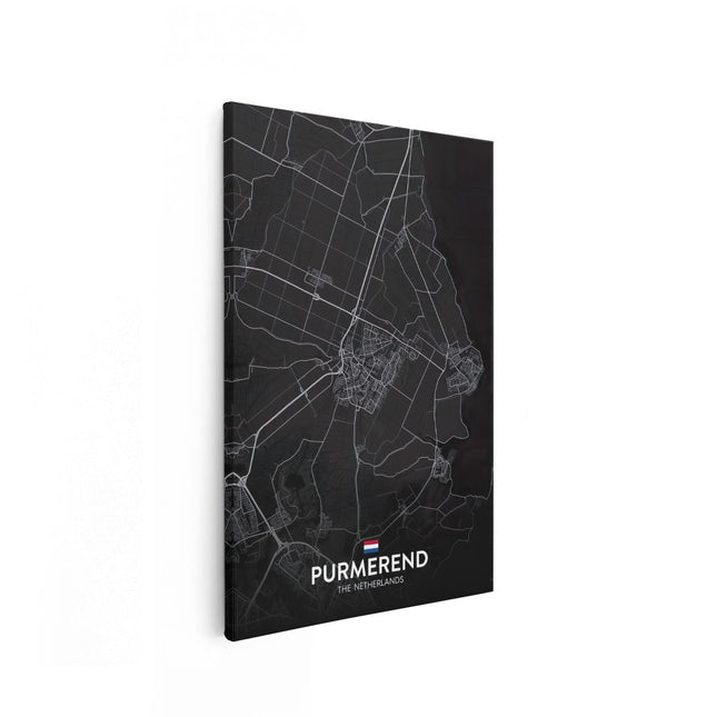 Canvas schilderij vooraanzicht Stadskaart Purmerend in het Zwart