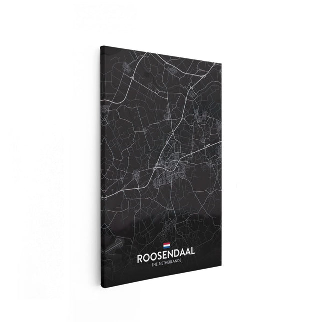 Canvas schilderij vooraanzicht Stadskaart Roosendaal in het Zwart