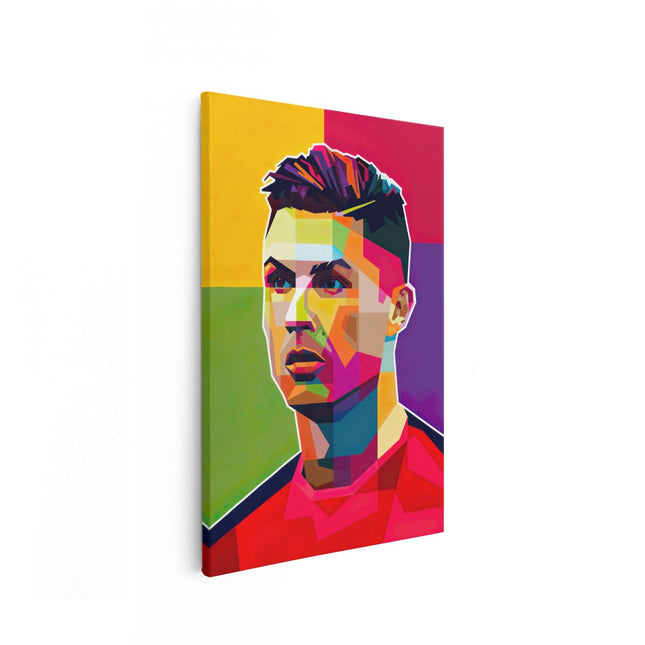 Canvas schilderij vooraanzicht Voetbalspeler Cristiano Ronaldo in Abstracte Kleuren