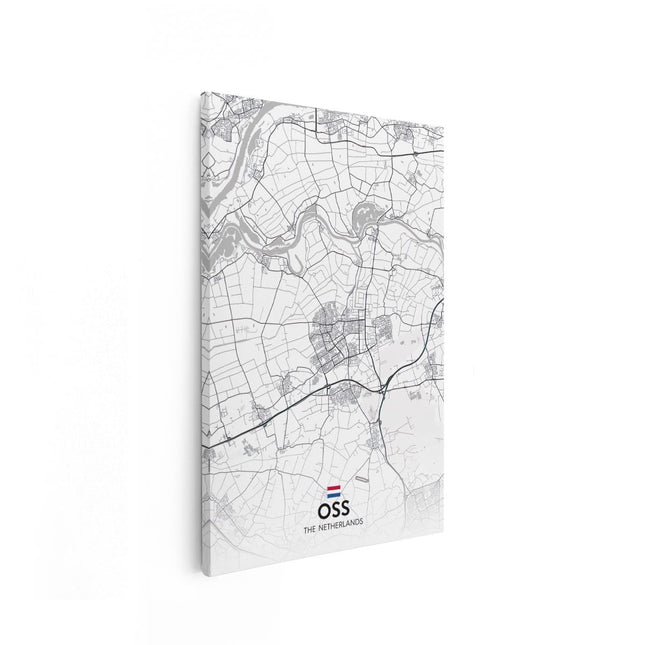 Canvas schilderij vooraanzicht Stadskaart Oss in het Wit