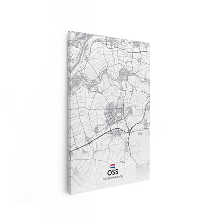 Canvas schilderij vooraanzicht Stadskaart Oss in het Wit