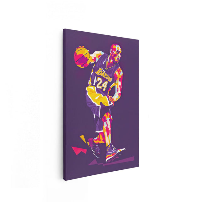 Canvas schilderij vooraanzicht Kobe Bryant in Abstracte Kleuren