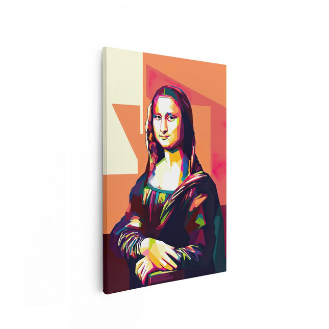 Canvas schilderij vooraanzicht Mona Lisa in Abstracte Kleuren