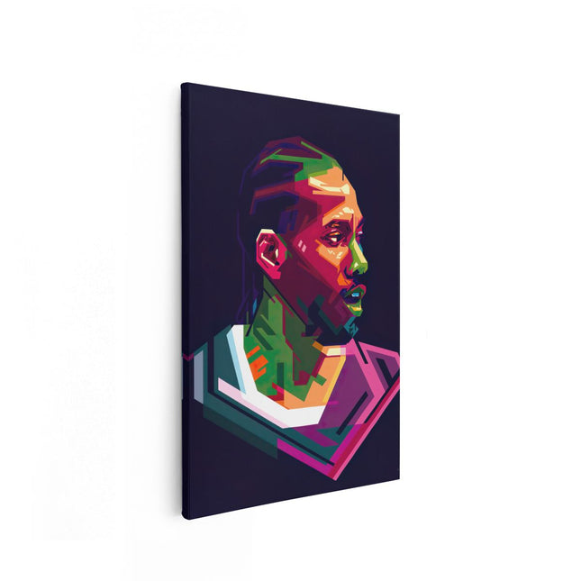 Canvas schilderij vooraanzicht Kawhi Leonard in Abstracte Kleuren
