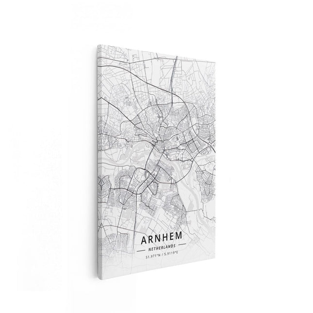 Canvas schilderij vooraanzicht Stadskaart Arnhem in het Wit
