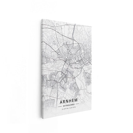 Canvas schilderij vooraanzicht Stadskaart Arnhem in het Wit