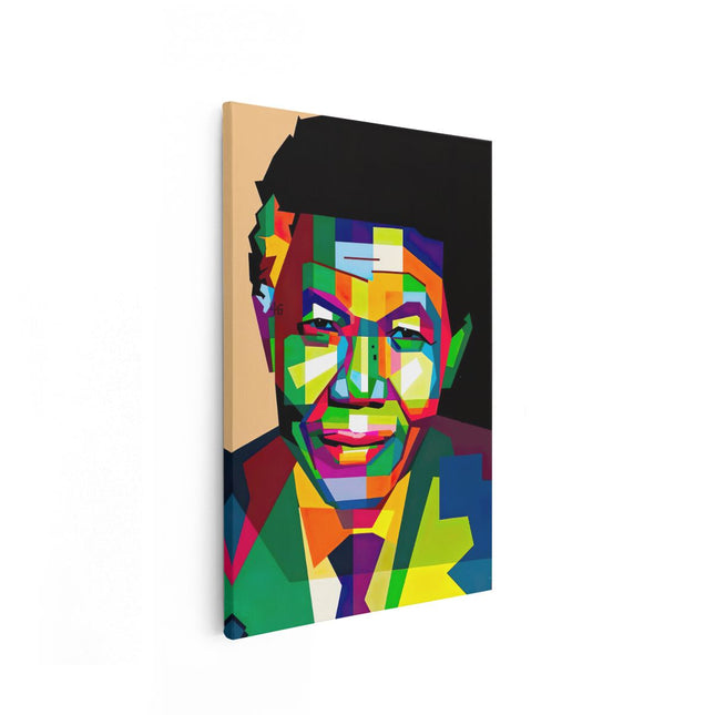 Canvas schilderij vooraanzicht Nelson Mandela in Abstracte Kleuren