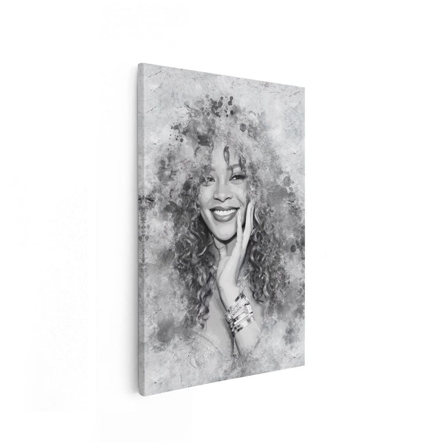 Canvas schilderij vooraanzicht Rihanna in het Zwart Wit 