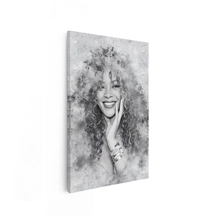 Canvas schilderij vooraanzicht Rihanna in het Zwart Wit 