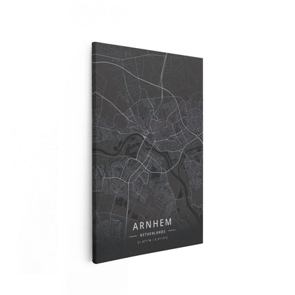 Canvas schilderij vooraanzicht Stadskaart Arnhem in het Zwart