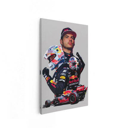 Canvas schilderij vooraanzicht Max Verstappen bij Red Bull F1