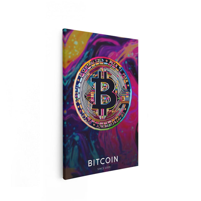 Canvas schilderij vooraanzicht Cryptomunt Bitcoin
