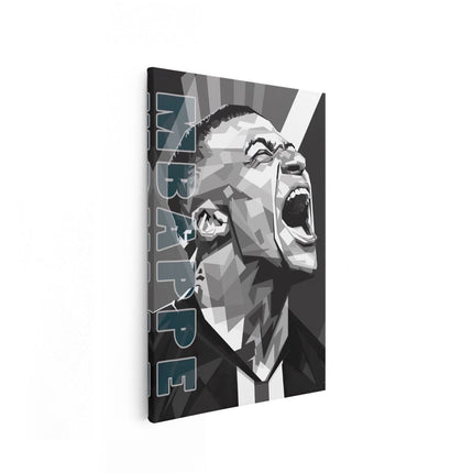 Canvas schilderij vooraanzicht Kylian Mbappe Zwart Wit