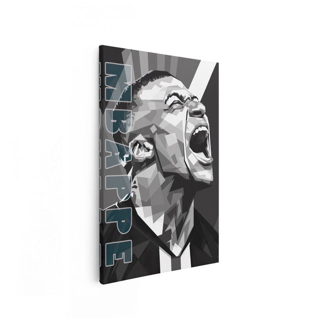 Canvas schilderij vooraanzicht Kylian Mbappe Zwart Wit