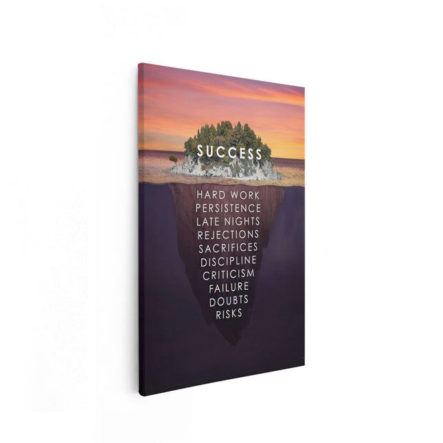 Canvas schilderij vooraanzicht Success Motivatie Tekst op een Eiland - Motivatie