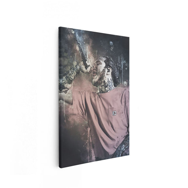 Canvas schilderij vooraanzicht Zingende Post Malone op Olieverf