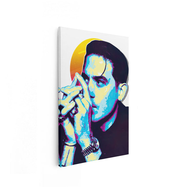 Canvas schilderij vooraanzicht Rapper G-Eazy met de Zon