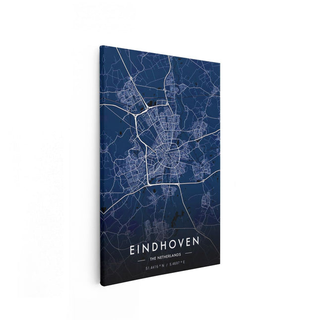 Canvas schilderij vooraanzicht Stadskaart Eindhoven in het Blauw