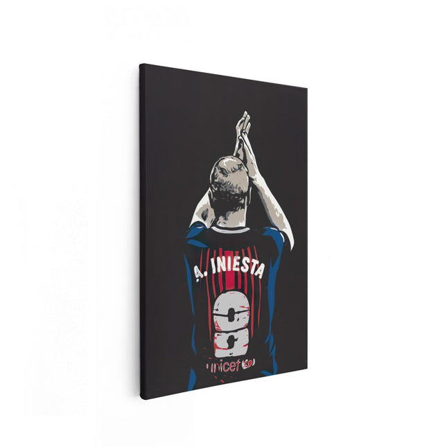 Canvas schilderij vooraanzicht Andres Iniesta bij FC Barcelona