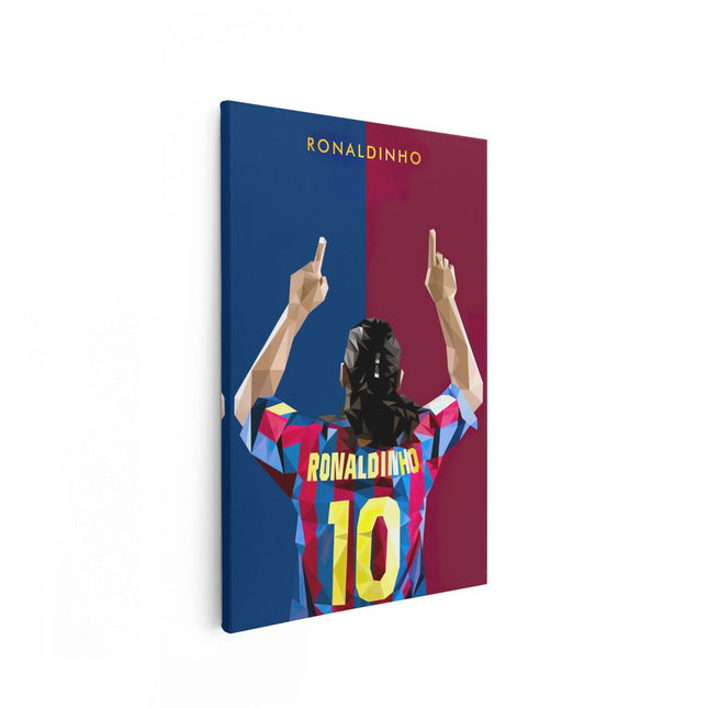 Canvas schilderij vooraanzicht Ronaldinho bij FC Barcelona