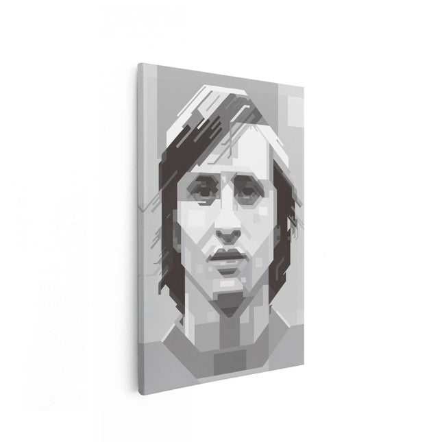 Canvas schilderij vooraanzicht Johan Cruijff in het Zwart Wit