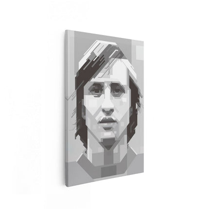 Canvas schilderij vooraanzicht Johan Cruijff in het Zwart Wit