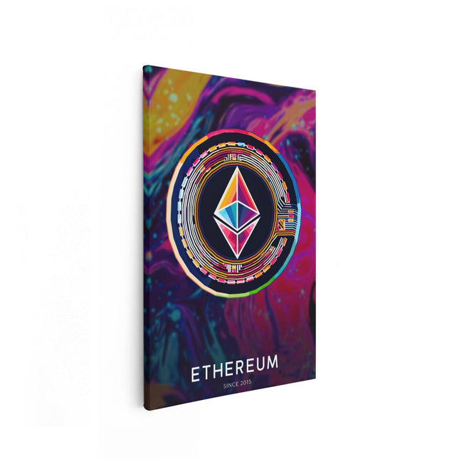 Canvas schilderij vooraanzicht Cryptomunt Ethereum 