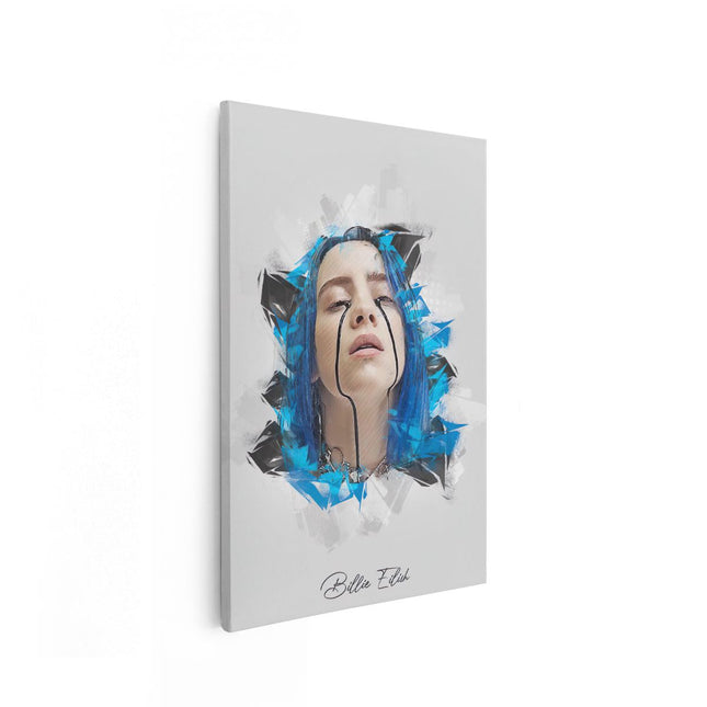 Canvas schilderij vooraanzicht Billie Eilish met Zwarte Tranen