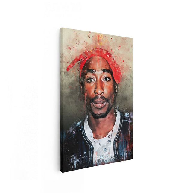 Canvas schilderij vooraanzicht Tupac Shakur op Olieverf - 2Pac