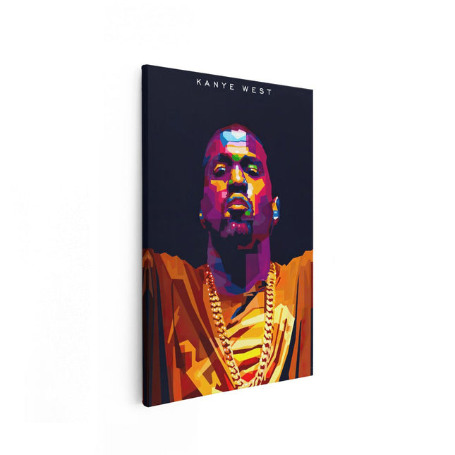 Canvas schilderij vooraanzicht Kanye West in Abstracte Kleuren