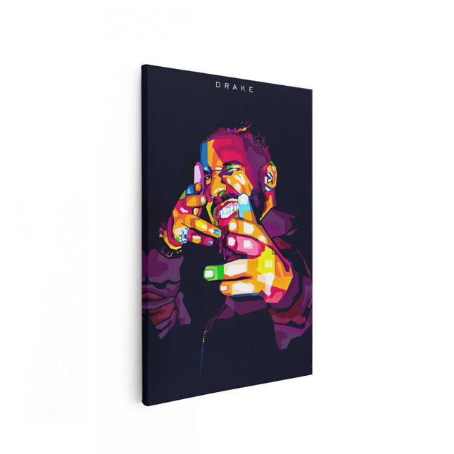Canvas schilderij vooraanzicht Drake in Abstracte Kleuren