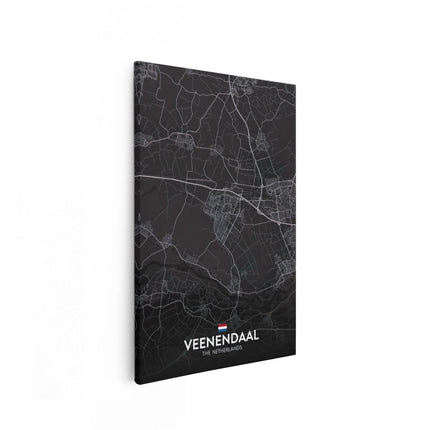 Canvas schilderij vooraanzicht Stadskaart Veenendaal in het Zwart