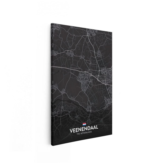 Canvas schilderij vooraanzicht Stadskaart Veenendaal in het Zwart