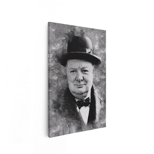 Canvas schilderij vooraanzicht Winston Churchill in het Zwart Wit