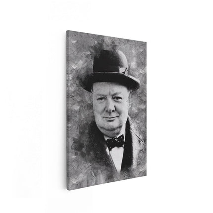 Canvas schilderij vooraanzicht Winston Churchill in het Zwart Wit