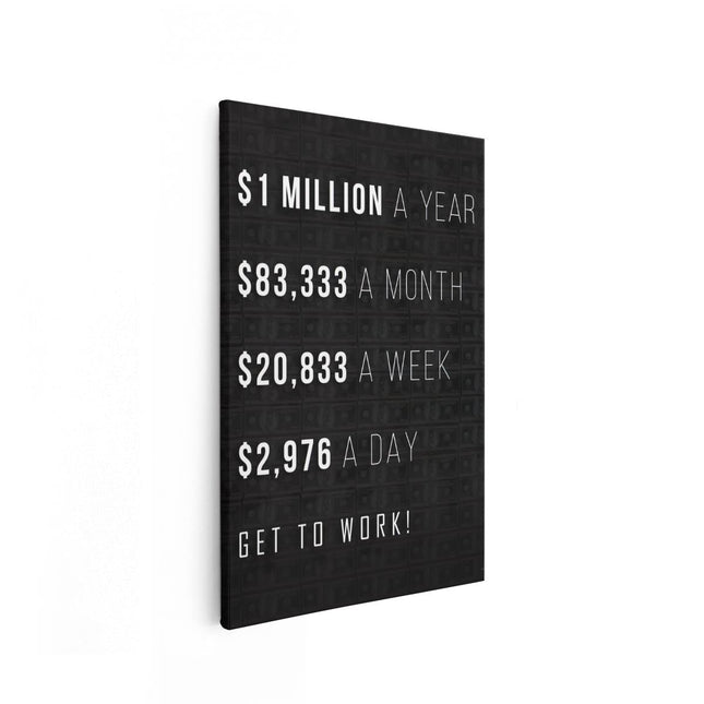 Canvas schilderij vooraanzicht Get to Work Quote - Motivatie - Inspiratie