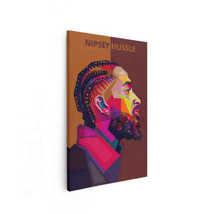Canvas schilderij vooraanzicht Nipsey Hussle in Abstracte Kleuren