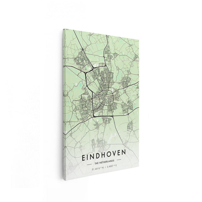 Canvas schilderij vooraanzicht Stadskaart Eindhoven in het Licht Groen