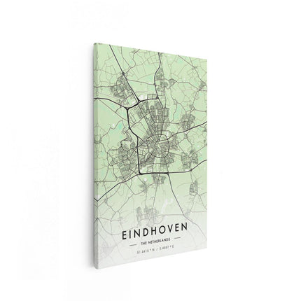 Canvas schilderij vooraanzicht Stadskaart Eindhoven in het Licht Groen