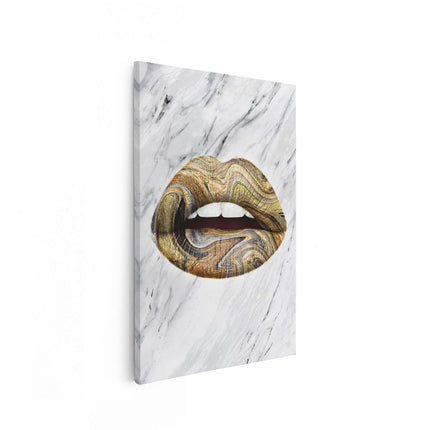Canvas schilderij vooraanzicht Abstract Gouden Lippen 
