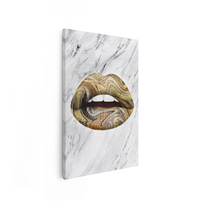 Canvas schilderij vooraanzicht Abstract Gouden Lippen 