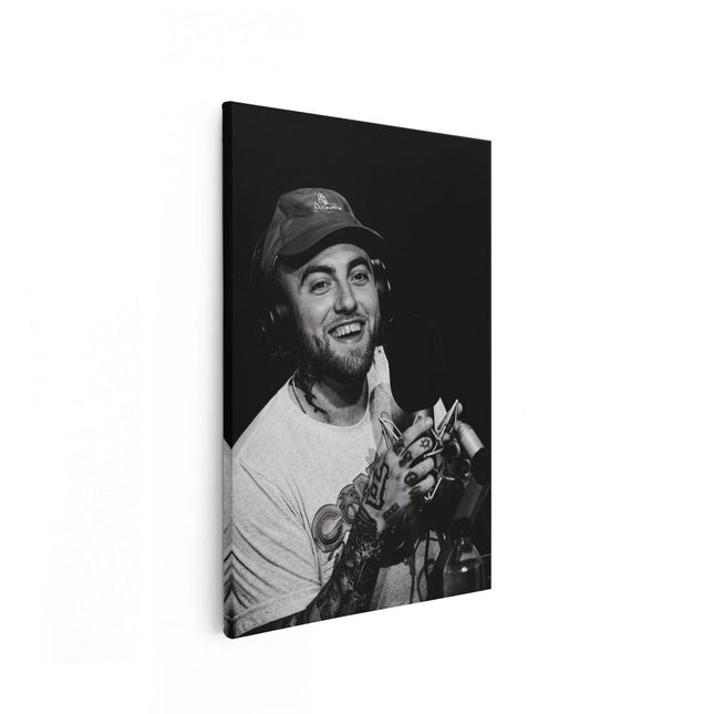 Canvas schilderij vooraanzicht Mac Miller in het Zwart Wit