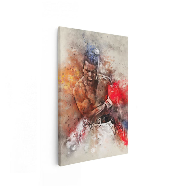 Canvas schilderij vooraanzicht Muhammad Ali met Verfkleuren