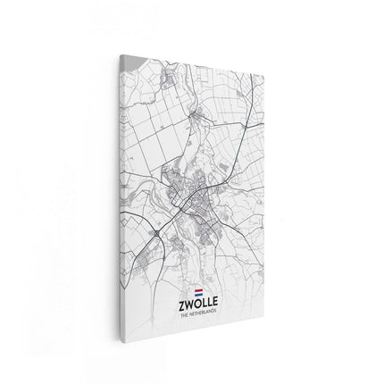 Canvas schilderij vooraanzicht Stadskaart Zwolle in het Wit