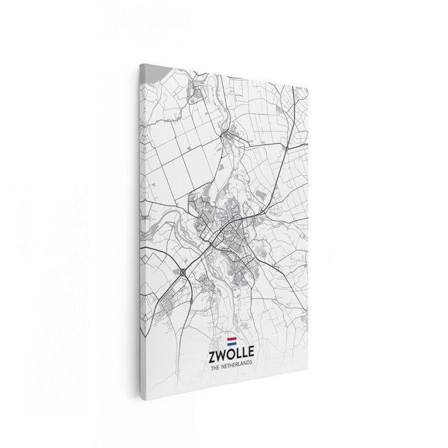 Canvas schilderij vooraanzicht Stadskaart Zwolle in het Wit