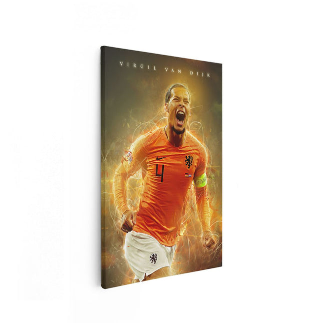 Canvas schilderij vooraanzicht Virgil van Dijk bij het Nederlands Elftal