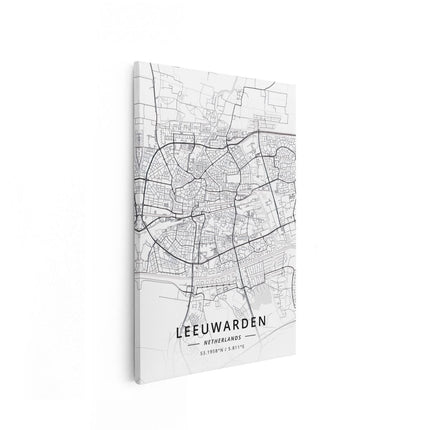 Canvas schilderij vooraanzicht Stadskaart Leeuwarden in het Wit