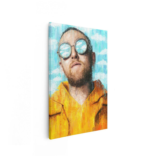 Canvas schilderij vooraanzicht Mac Miller in de Wolken Getekend
